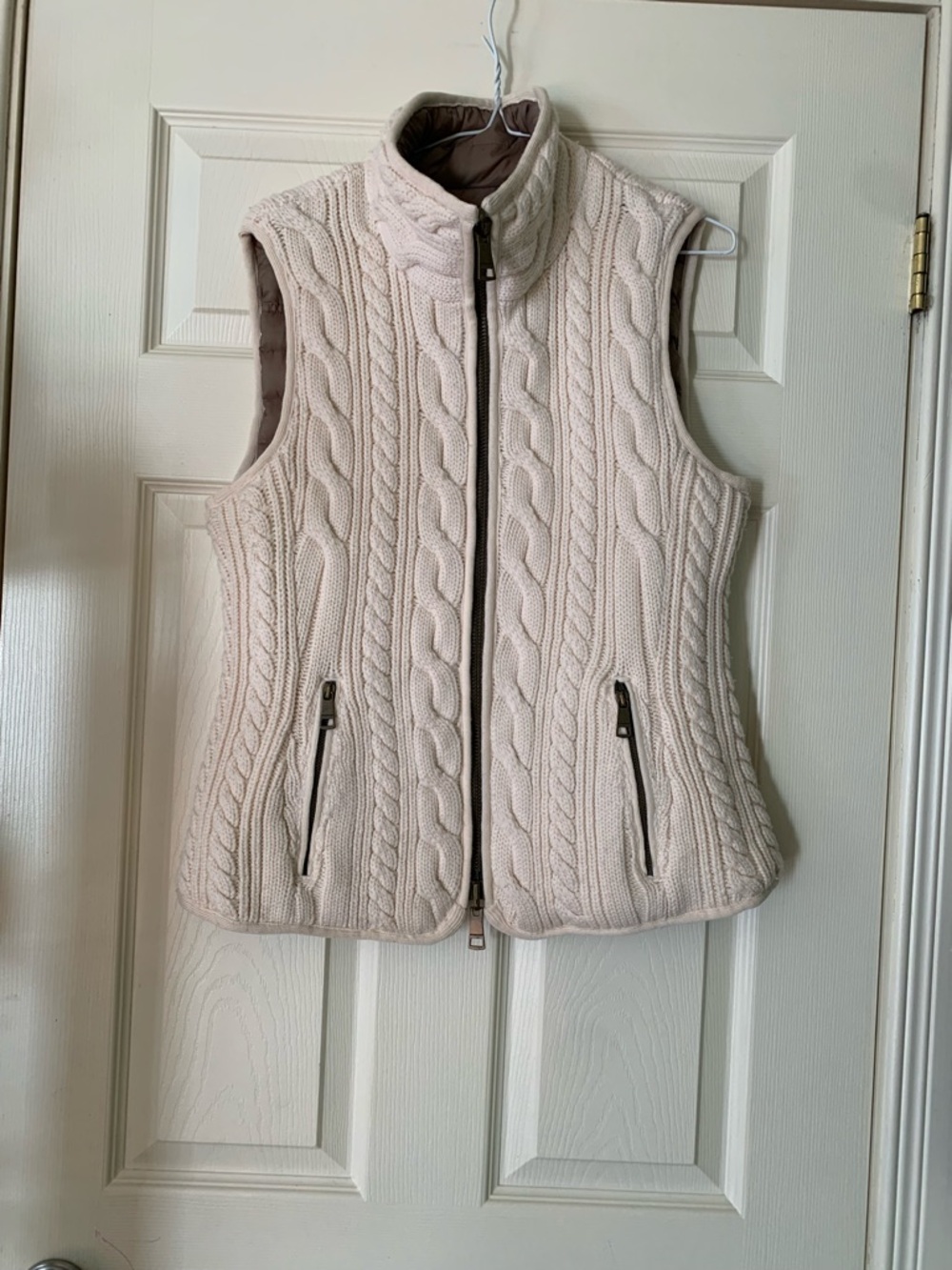 Burberry Brit | Reversible Wool Cable Knit Down Filled Puffer Vest - Medium - Picture 7 of 13